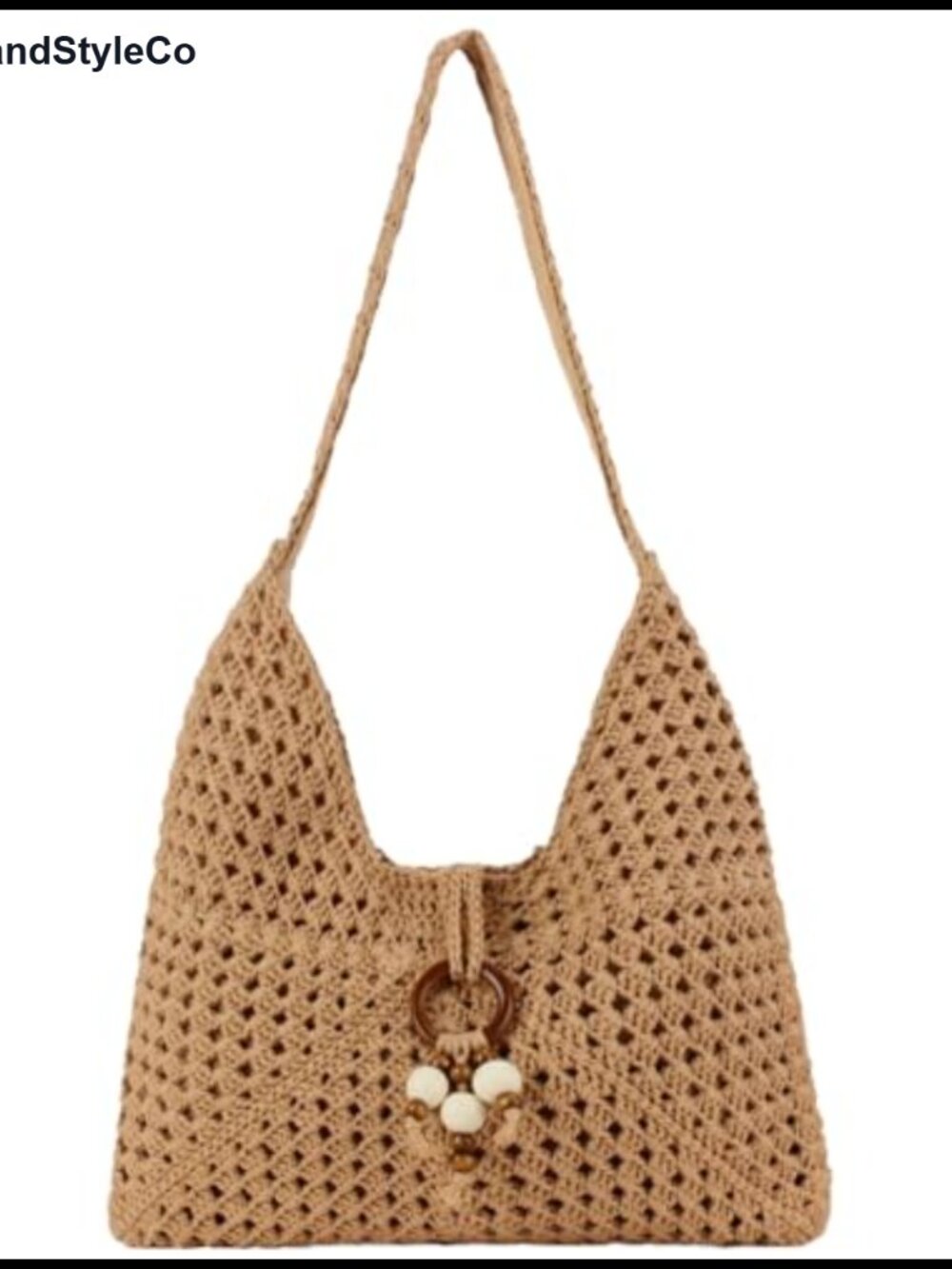 Handwoven Cotton Slouchy Hobo Bag Straw Beach Tote Shoulder Purse